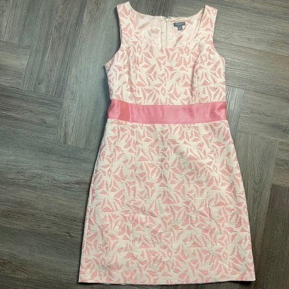 Ann Taylor Dresses & Skirts - Ann Taylor Petite Dress Womens 10P Pink Cream Brocade Sleeveless Bow Regencycore